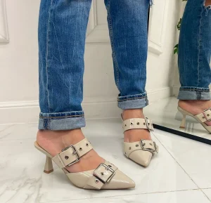 Primi Tacchi Ada - Décolleté Donna Tacco Spillo Punta Vernice BEIGE Sale