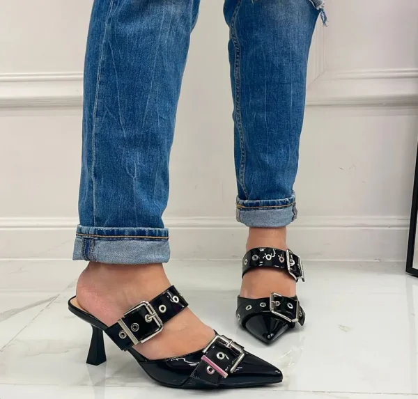 Primi Tacchi Ada - Décolleté Donna Tacco Spillo Punta Vernice Nero Online