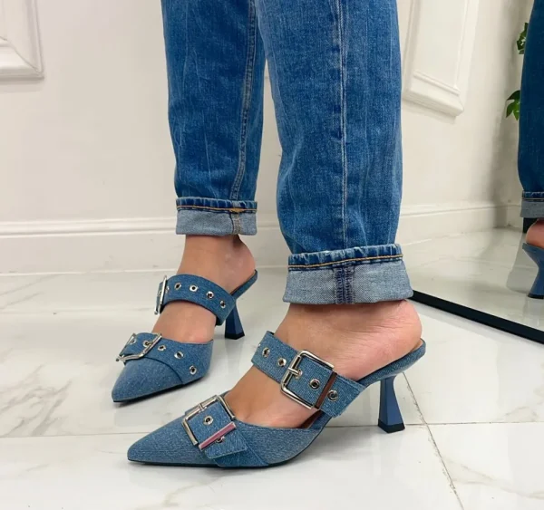 Primi Tacchi Ada - Décolleté Donna Tacco Spillo Punta JEANS Discount