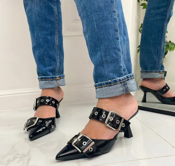 Primi Tacchi Ada - Décolleté Donna Tacco Spillo Punta Vernice Nero Online