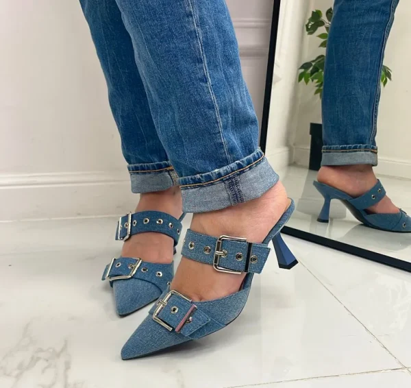 Primi Tacchi Ada - Décolleté Donna Tacco Spillo Punta JEANS Discount