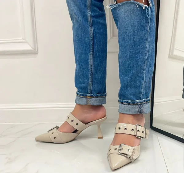 Primi Tacchi Ada - Décolleté Donna Tacco Spillo Punta Vernice BEIGE Sale