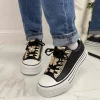 Primi Tacchi Addison - Sneakers Donna Scarpe Ginnastica Lacci Casual Comodo NERA Outlet
