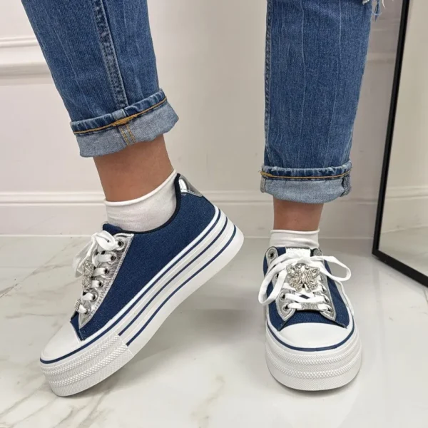 Primi Tacchi Addison - Sneakers Donna Scarpe Ginnastica Lacci Casual Comodo Jeans Hot