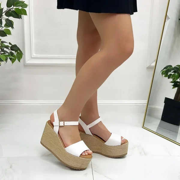 Primi Tacchi Adua - Sandali Tacco Zeppa Donna Bianco Discount