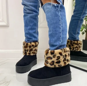 Primi Tacchi Agathe -Stivaletto Eskimo Boots Comodo Pelliccia Gomma Alta Casual Cal Discount