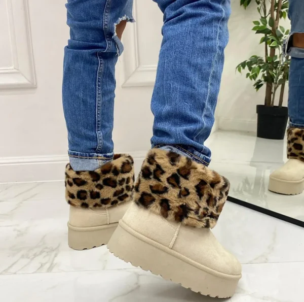 Primi Tacchi Agathe -Stivaletto Eskimo Boots Comodo Pelliccia Gomma Alta Casual Cal Hot