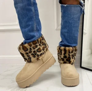 Primi Tacchi Agathe -Stivaletto Eskimo Boots Comodo Pelliccia Gomma Alta Casual Cal Hot