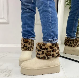 Primi Tacchi Agathe -Stivaletto Eskimo Boots Comodo Pelliccia Gomma Alta Casual Cal Hot