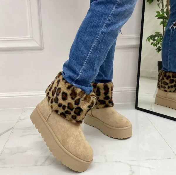 Primi Tacchi Agathe -Stivaletto Eskimo Boots Comodo Pelliccia Gomma Alta Casual Cal Hot