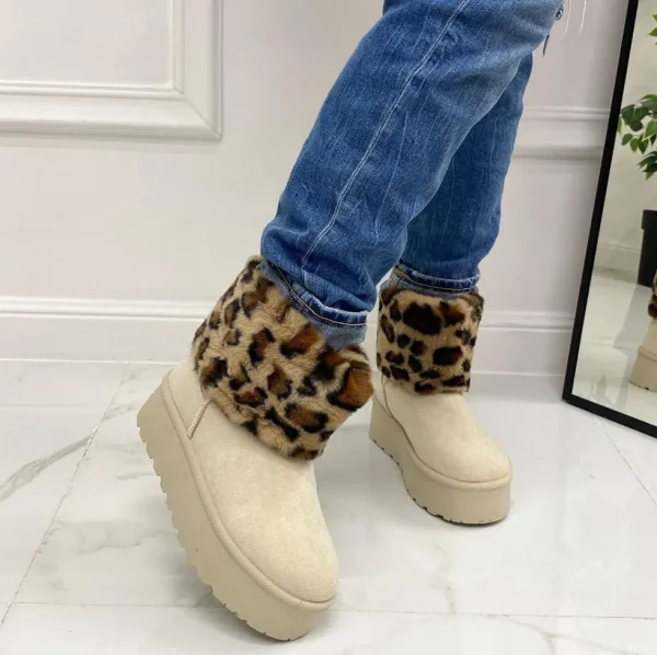 Primi Tacchi Agathe -Stivaletto Eskimo Boots Comodo Pelliccia Gomma Alta Casual Cal Hot
