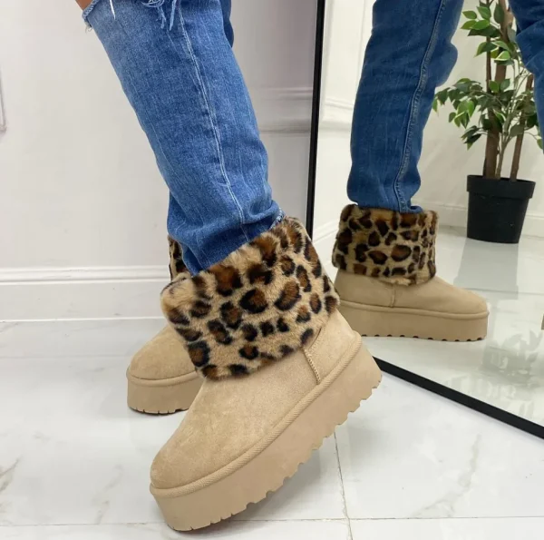 Primi Tacchi Agathe -Stivaletto Eskimo Boots Comodo Pelliccia Gomma Alta Casual Cal Hot