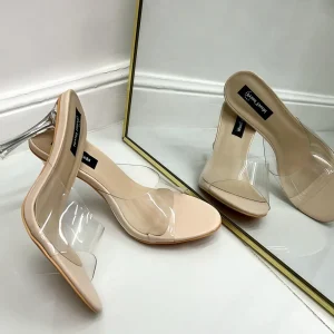 Primi Tacchi Aisha - Sandali Donna Scarpa Trasparenti Tacco Clessidra Nude New