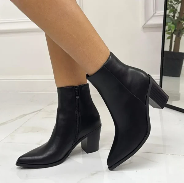 Primi Tacchi Allison - Stivale Donna Basso Texani Tacco Punta Nero Discount