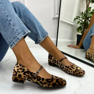 Primi Tacchi Alyssa - Scarpe Donna Ballerine Cinturino Casual Leopardato Clearance