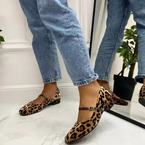 Primi Tacchi Alyssa - Scarpe Donna Ballerine Cinturino Casual Leopardato Clearance