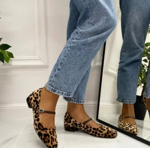 Primi Tacchi Alyssa - Scarpe Donna Ballerine Cinturino Casual Leopardato Clearance