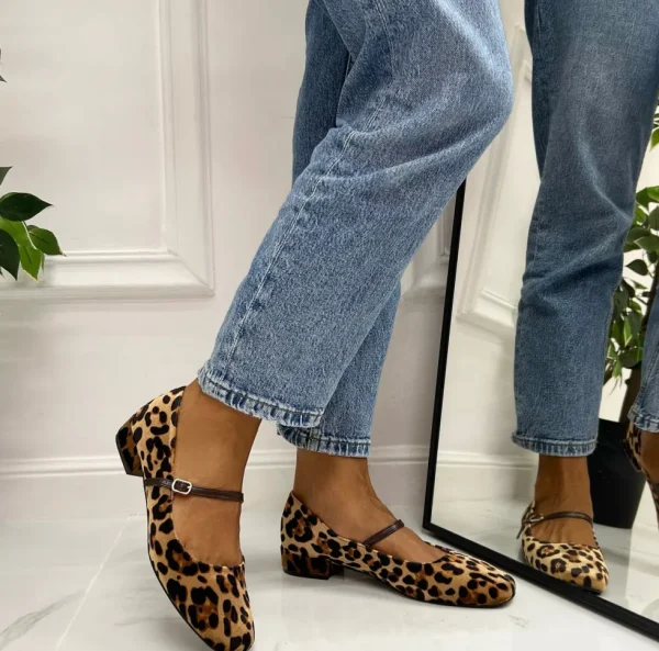 Primi Tacchi Alyssa - Scarpe Donna Ballerine Cinturino Casual Leopardato Clearance