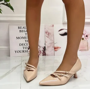 Primi Tacchi Amaray - Decolleté Donna Punta Scarpa Tacco Basso Nude Outlet