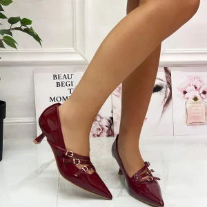 Primi Tacchi Amaray - Decolleté Donna Punta Scarpa Tacco Basso Bordeaux Hot