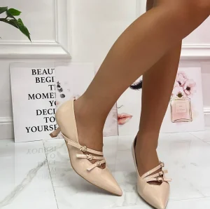 Primi Tacchi Amaray - Decolleté Donna Punta Scarpa Tacco Basso Nude Outlet