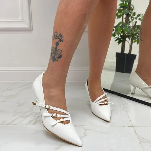 Primi Tacchi Amaray - Decolleté Donna Punta Scarpa Tacco Basso BIANCO Outlet