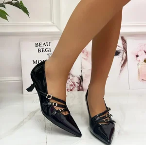 Primi Tacchi Amaray - Decolleté Donna Punta Scarpa Tacco Basso Nero Outlet