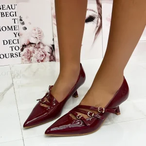 Primi Tacchi Amaray - Decolleté Donna Punta Scarpa Tacco Basso Bordeaux Hot