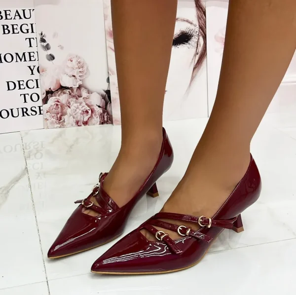 Primi Tacchi Amaray - Decolleté Donna Punta Scarpa Tacco Basso Bordeaux Hot