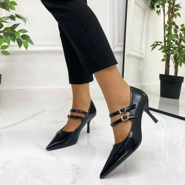 Primi Tacchi Ambra - Décolleté Donna Cinturini Tacco Spillo Elegante Nero Best