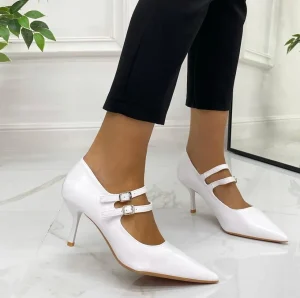 Primi Tacchi Ambra - Décolleté Donna Cinturini Tacco Spillo Elegante Bianco New