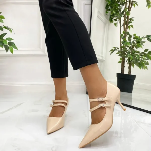 Primi Tacchi Ambra - Décolleté Donna Cinturini Tacco Spillo Elegante Beige Online