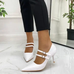 Primi Tacchi Ambra - Décolleté Donna Cinturini Tacco Spillo Elegante Bianco New