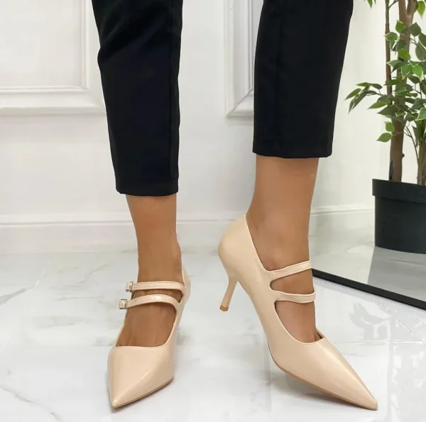 Primi Tacchi Ambra - Décolleté Donna Cinturini Tacco Spillo Elegante Beige Online