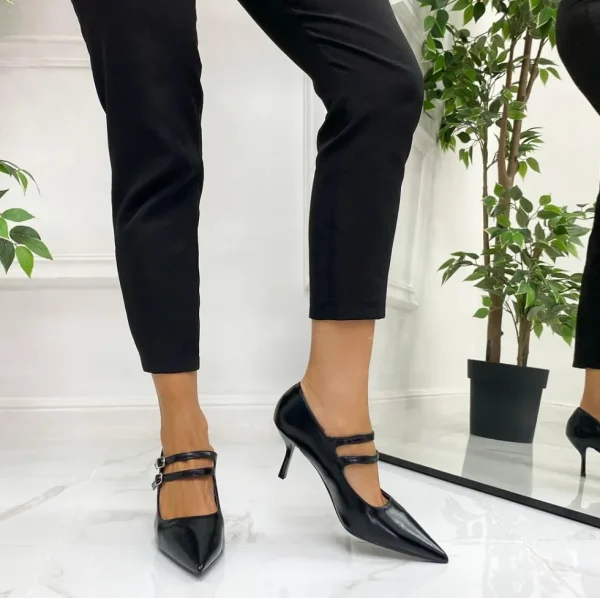 Primi Tacchi Ambra - Décolleté Donna Cinturini Tacco Spillo Elegante Nero Best