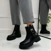 Primi Tacchi Amy - Stivaletti Donna Anfibio Alto Fibbia Nero Sale