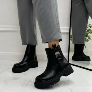 Primi Tacchi Amy - Stivaletti Donna Anfibio Alto Fibbia Nero Sale
