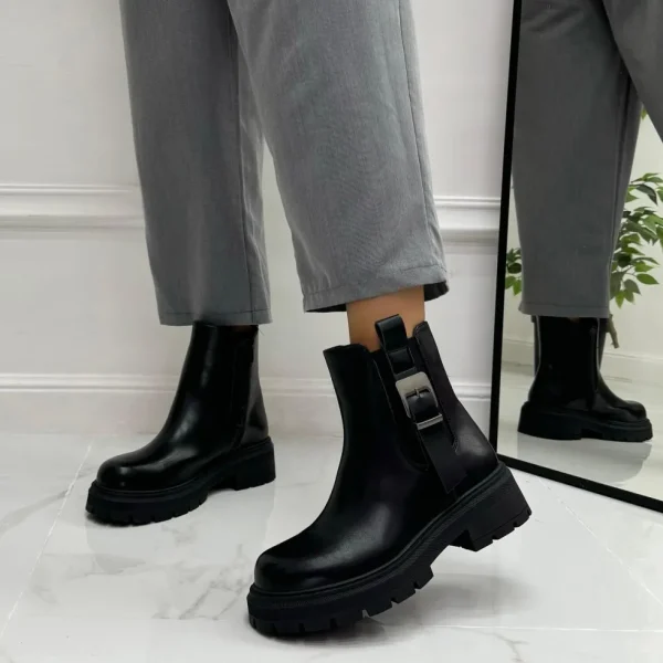 Primi Tacchi Amy - Stivaletti Donna Anfibio Alto Fibbia Nero Sale