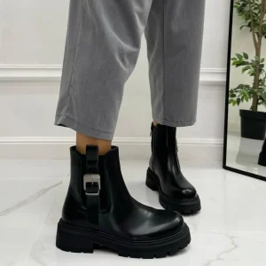 Primi Tacchi Amy - Stivaletti Donna Anfibio Alto Fibbia Nero Sale