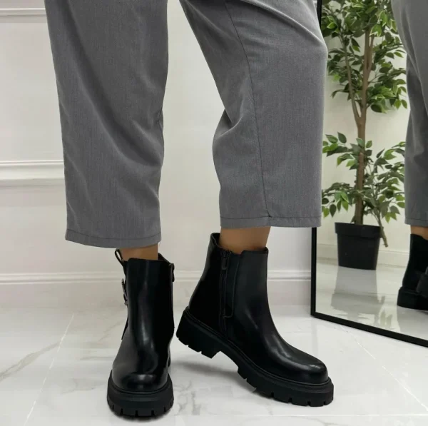 Primi Tacchi Amy - Stivaletti Donna Anfibio Alto Fibbia Nero Sale