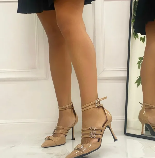 Primi Tacchi Angy - Décolleté Donna Scarpa Cinturini Tacco Spillo Vernice Elegante New
