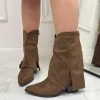 Primi Tacchi Anisa - Stivale Donna Basso Texani Tacco Punta Khaki Fashion