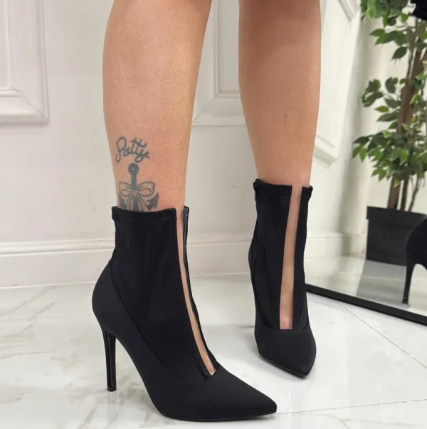 Primi Tacchi Annabelle - Stivaletto Donna Punta Tacco Casual Elegante Nero Outlet