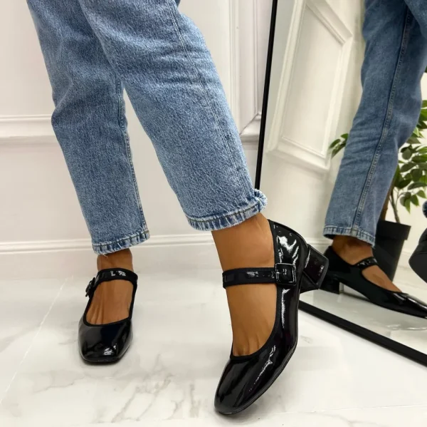 Primi Tacchi Annalisa - Décolleté Donna Scarpa Cinturino Tacco Quadrato Elegante Ne Hot