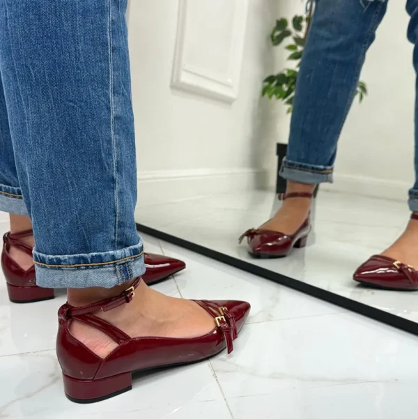 Primi Tacchi Ariane - Décolleté Donna Punta Tacco Basso Quadrato Bordeaux Hot