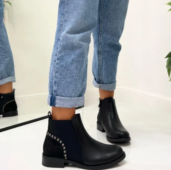 Primi Tacchi Ariel - Stivaletto Anfibio Donna Scarpa Basso Casual Fibbia Nero Hot