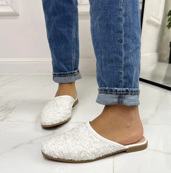 Primi Tacchi Armonia - Sabot Pantofolina Donna Punta Strass Tallone Scoperto Bianco Discount