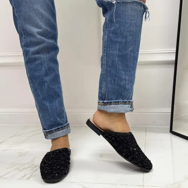 Primi Tacchi Armonia - Sabot Pantofolina Donna Punta Strass Tallone Scoperto NERO Outlet