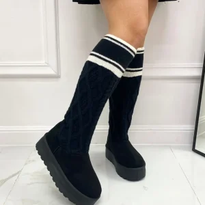 Primi Tacchi Asia - Stivaletto Eskimo Boots Calzino Alto Gomma Nero Sale