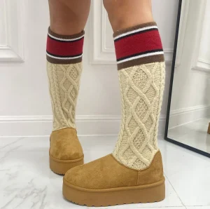 Primi Tacchi Asia - Stivaletto Eskimo Boots Calzino Alto Gomma Cuoio Fashion
